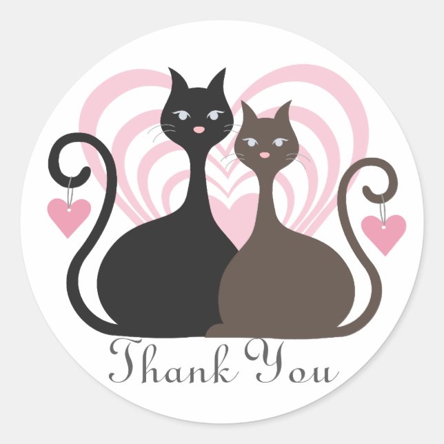 Love Cats Custom Merci Sticker Round (Devant)