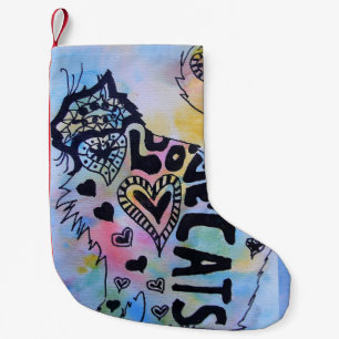 Love Cats Merry Colouful cat Christmas Stocking