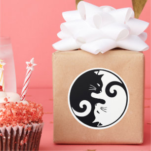 Love Cats Ying Yang Classic Round Sticker