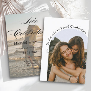 love celebration modern script 2 photos wedding invitation