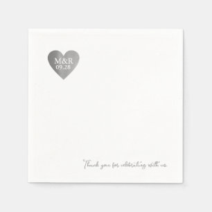 Love Celebration Personalized Grey Heart Napkin