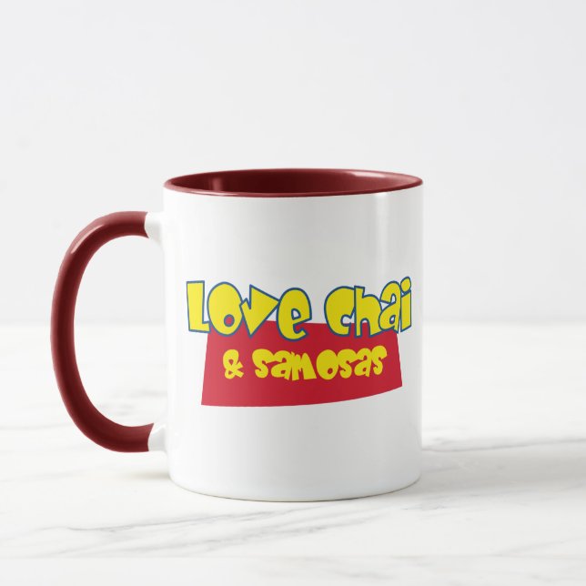 Love Chai & Samosas Funny  Chai Indian Tea Coffee Mug (Left)