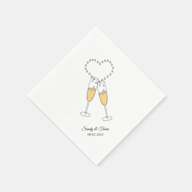 Love & Champagne Custom Text Cocktail Napkin (Corner)