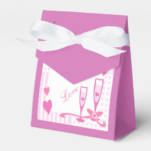 Love, Champagne & Hearts Pink Tent Favour Box