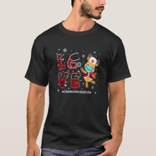 Love Charge Nurse Buffalo Plaid Leopard Xmas Reind T-Shirt