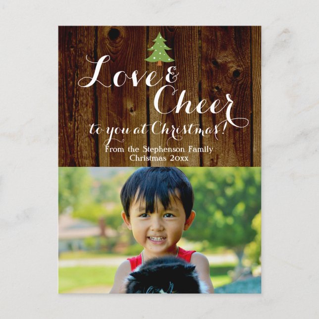 Love/Cheer Christmas Holiday Photo Postcard (Front)