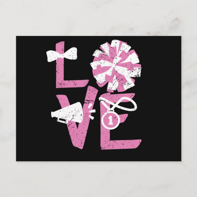 Love cheerleading cheerleaders love valentine day postcard (Front)