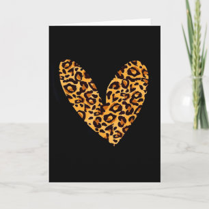 Love Cheetah Leopard Print Heart Valentines Day Gi Card
