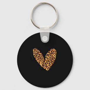Love Cheetah Leopard Print Heart Valentines Day Gi Keychain
