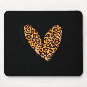 Love Cheetah Leopard Print Heart Valentines Day Gi Mouse Pad