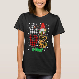 Love Chef Gnome Christmas Leopard Plaid Xmas Pajam T-Shirt