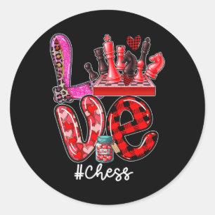 Love Chess Equipment Player Team Valentine's Day H Classic Round Sticker