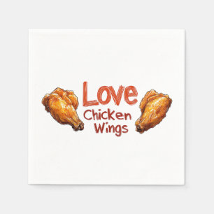 Love Chicken Wings  Perfect for Food & BBQ Lovers Napkin