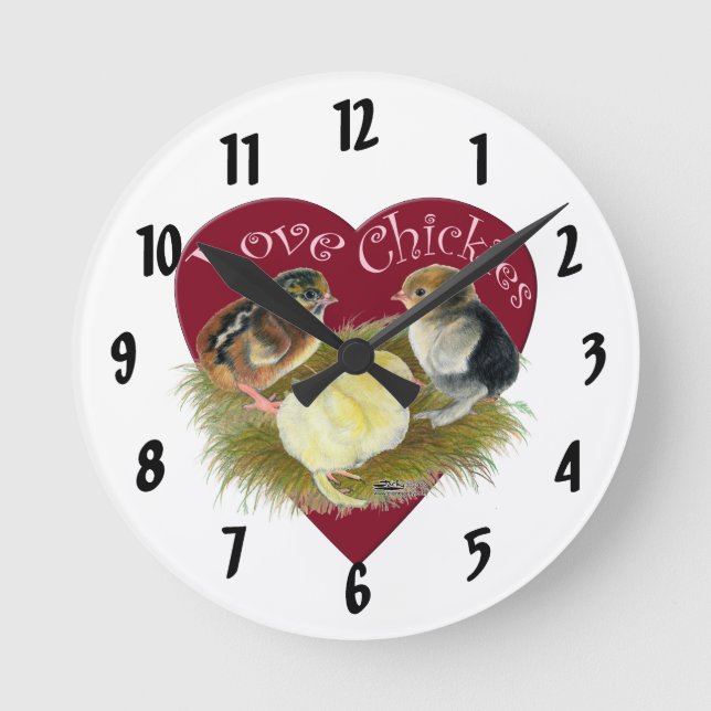 Love Chickies Round Clock (Front)