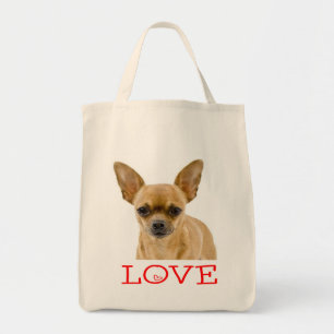 Love Chihuahua Tan And White Puppy Dog Tote Bag