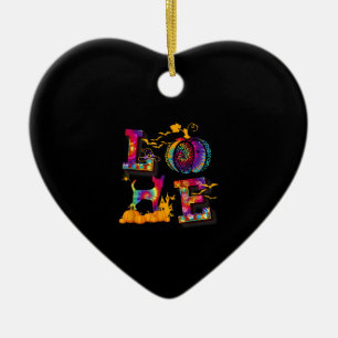 Love Chihuahua Tie Dye Pumpkin Halloween Costume Ceramic Ornament