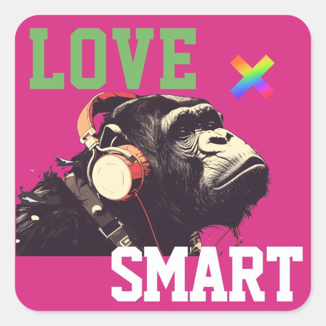 LOVE × CHIMPANZEE  - Custom Square Sticker (Front)