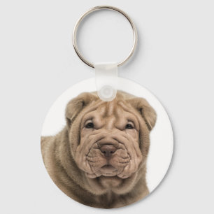 Love Chinese Shar Pei Puppy Dog Keychain