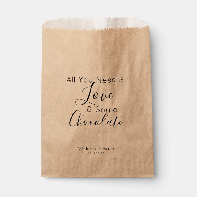 Love Chocolate Personalized Wedding Treat Favour Bag (Front)