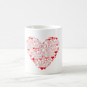 Love Christmas Holidays Red Green Heart Tea Coffee Mug