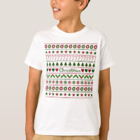 Love Christmas Motifs Pattern Green White Red