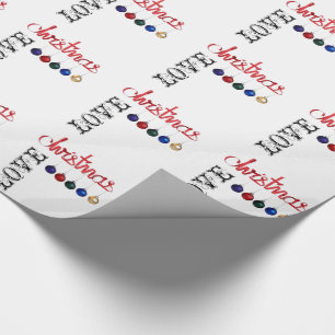 Love Christmas Red Yellow Blue Modern Traditional Wrapping Paper