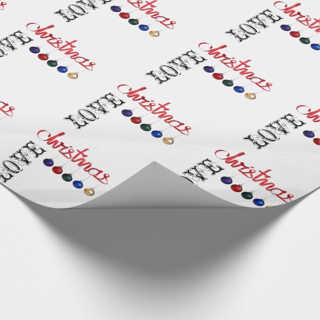 Love Christmas Red Yellow Blue Modern Traditional Wrapping Paper (Corner)