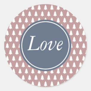 Love Christmas Tree Pattern Blue White Purple Rose Classic Round Sticker