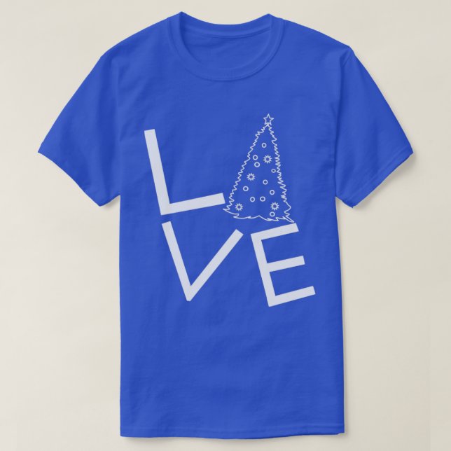 Love Christmas with Tree Line Drawing T-Shirt (Design Front)