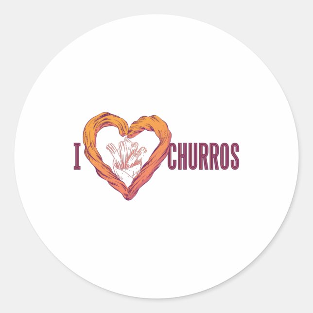 Love churros classic round sticker (Front)