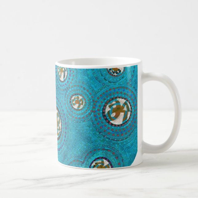 LOVE CIRCLES AND LINES OF SONG-BLUE COFFEE COFFEE MUG (Right)
