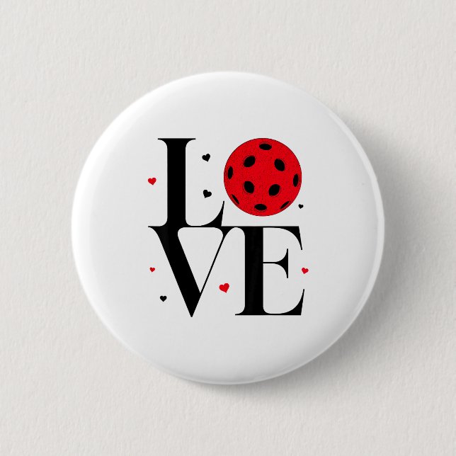 Love Ckleball Valentines Day Cute Red Heart  2 Inch Round Button (Front)
