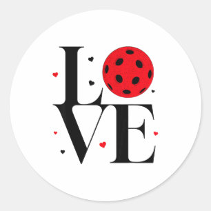 Love Ckleball Valentines Day Cute Red Heart Classic Round Sticker