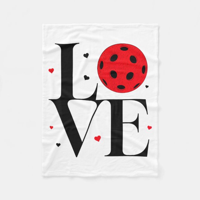 Love Ckleball Valentines Day Cute Red Heart  Fleece Blanket (Front)