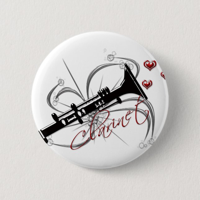 Love Clarinet 2 Inch Round Button (Front)