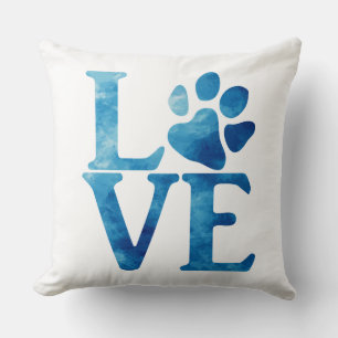 Love Classic Bright Blue Throw Pillow