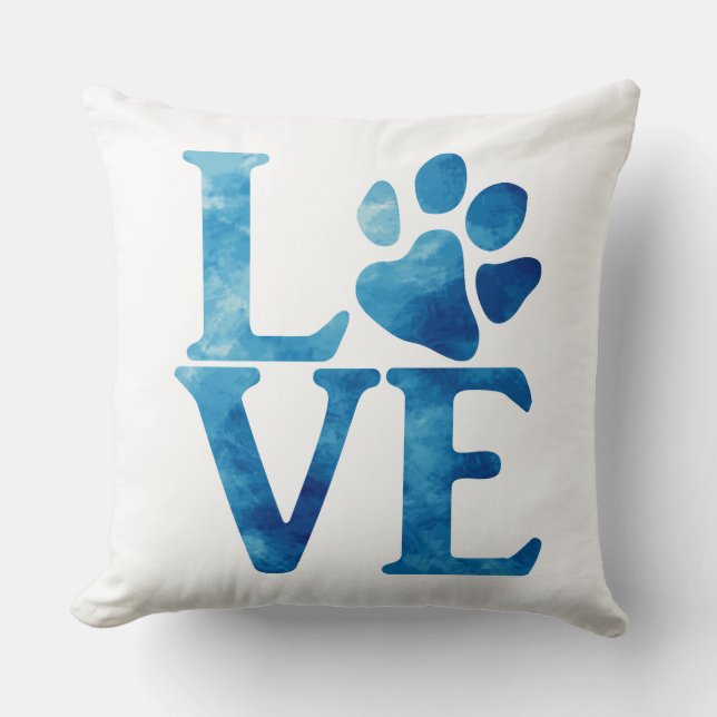 Love Classic Bright Blue Throw Pillow (Front)