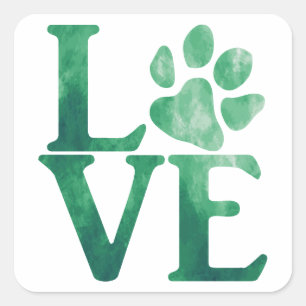 Love Classic Green Square Sticker