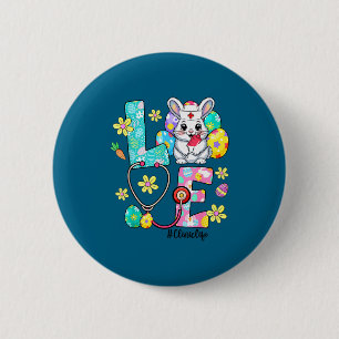 Love clinic life bunny stethoscope easter 2 inch round button