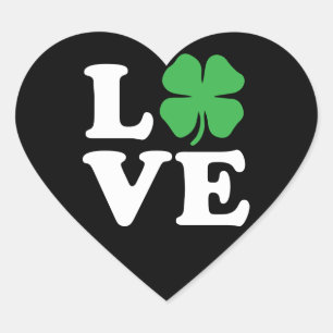 Love Clover Black Heart Sticker