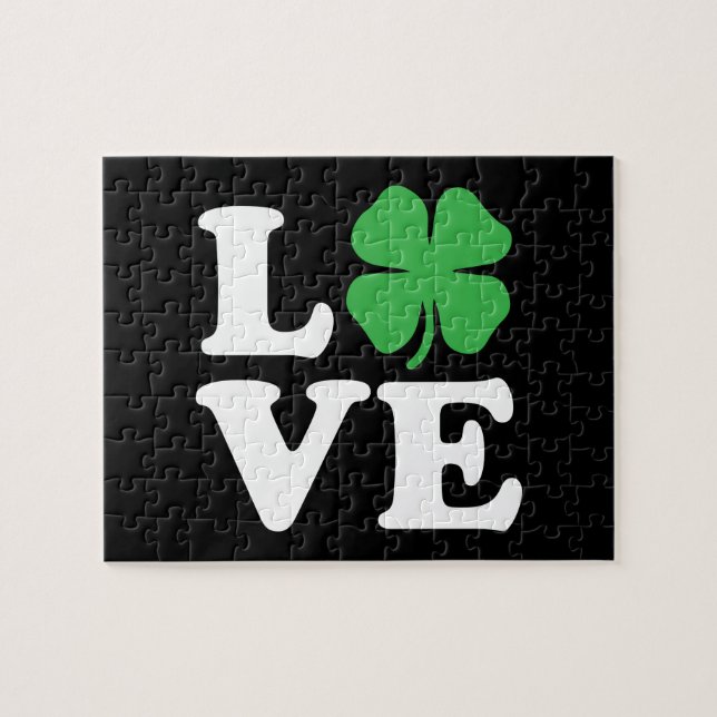 Love Clover Black Jigsaw Puzzle (Horizontal)
