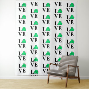 LOVE Clover Shamrock Ireland Irish Elegant Tapestry