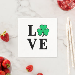 LOVE Clover Shamrock Ireland St Patrick Party Napkin