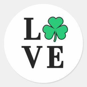 LOVE Clover Shamrock Ireland St Patrick's Party Classic Round Sticker