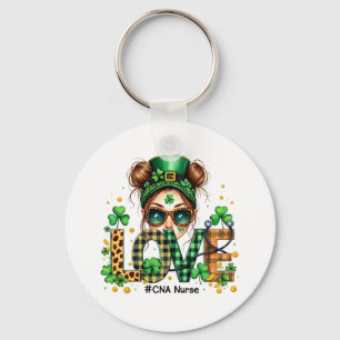 Love CNA Nurse HealthCare St Patrick's Day Keychain