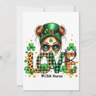 Love CNA Nurse HealthCare St Patrick's Day Thank You Card