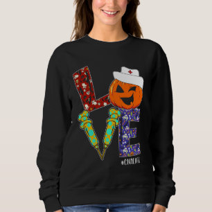 Love CNA Nurse Life Nurse Halloween Scary Pumpkin  Sweatshirt