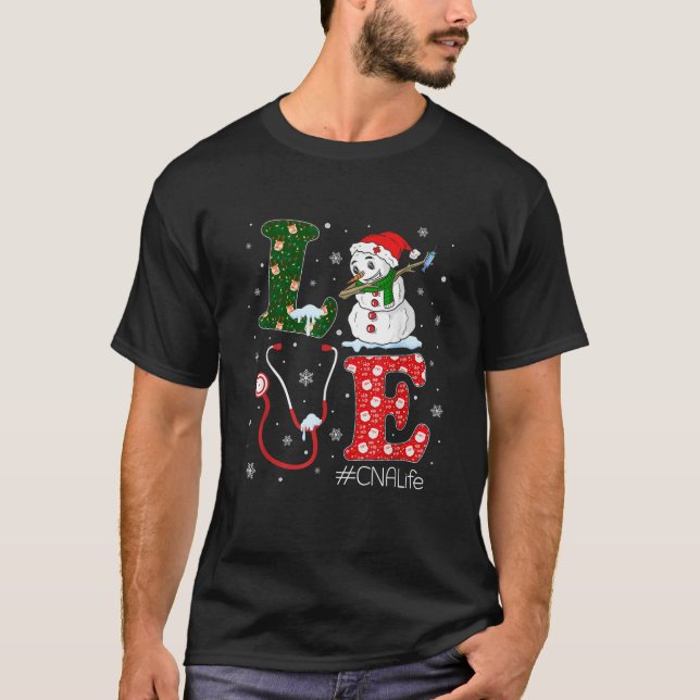 Love CNA Nurse Life Nursing Christmas Santa Reinde T-Shirt (Front)