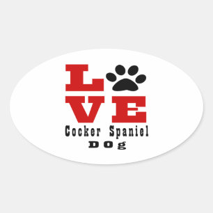 Love Cocker Spaniel Dog Designes Oval Sticker