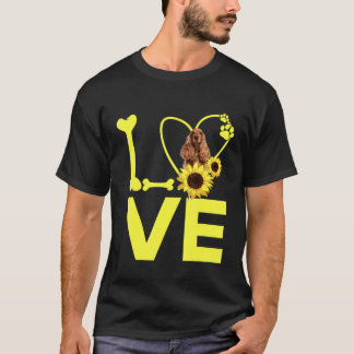 Love Cocker Spaniel Sunflower Heart Dog T-Shirt
